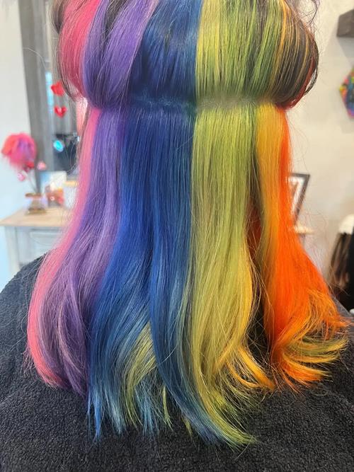 Hair Extensions photo, Denver Colorado. This was Donna on a 14-year-old girl who wanted her own spec(..)